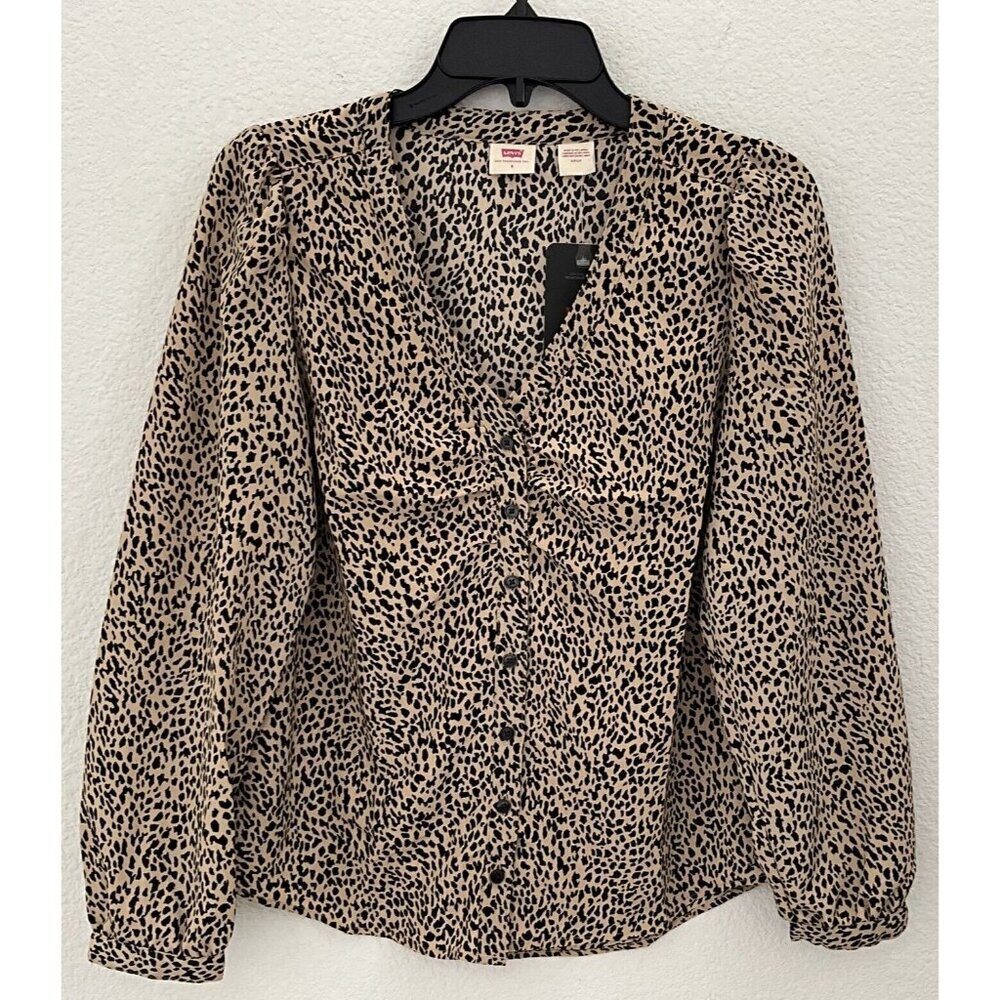 LEVI'S Women’s Sz SM Blue Animal Print Button up Long Sleeve